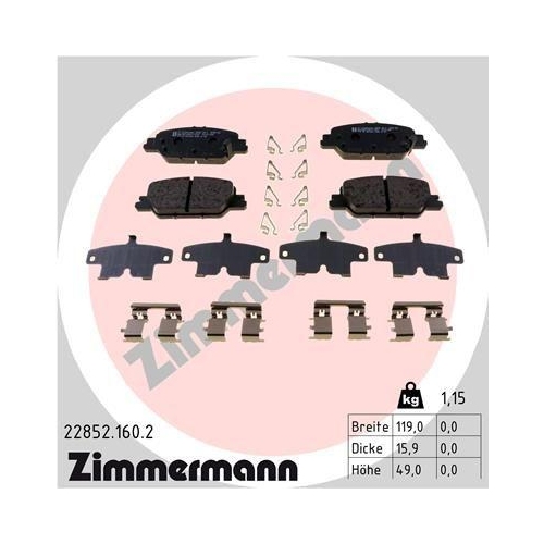 ZIMMERMANN Bremsbelagsatz, Scheibenbremse 22852.160.2