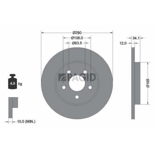 PAGID Bremsscheibe 50346NC