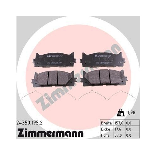 ZIMMERMANN Bremsbelagsatz, Scheibenbremse 24350.175.2