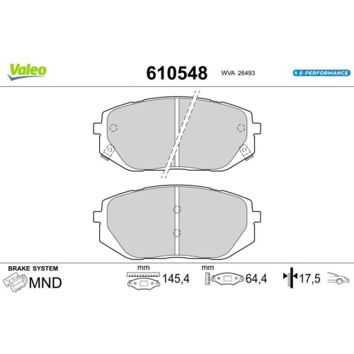 VALEO Bremsbelagsatz, Scheibenbremse E-PERFORMANCE 610548