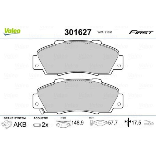 VALEO Bremsbelagsatz, Scheibenbremse FIRST 301627