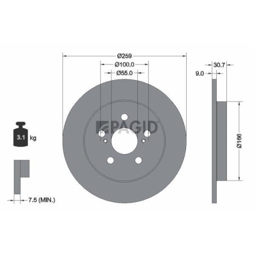 PAGID Bremsscheibe 55240NC