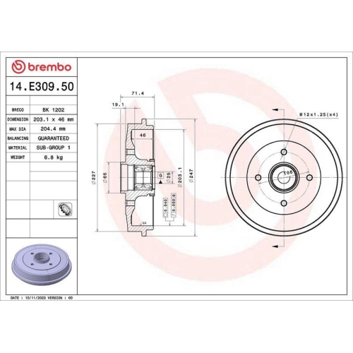 BREMBO Bremstrommel ESSENTIAL LINE - With Bearing Kit 14.E309.50