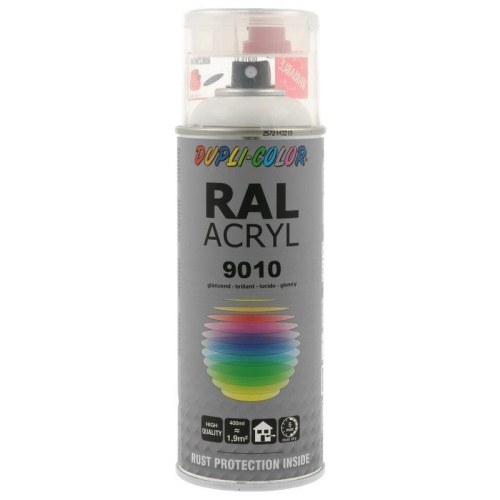 Lackspray Spr&uuml;hlack 400ml RAL 9010 reinwei&szlig; gl&auml;nzend 349799 DUPLI COLOR