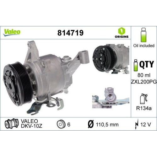 VALEO Kompressor, Klimaanlage VALEO ORIGINS NEW OE TECHNOLOGIE 814719