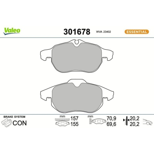 VALEO Bremsbelagsatz, Scheibenbremse ESSENTIAL 301678