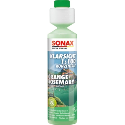 KLARSICHT 1:100 KONZENTRAT ORANGE + ROSEMARY SCHEIBENREINIGER SOMMER 250ml SONAX