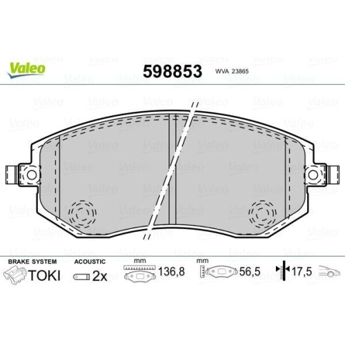 VALEO Bremsbelagsatz, Scheibenbremse 598853