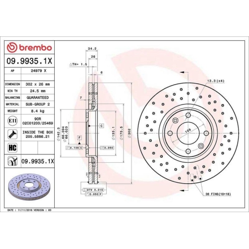 BREMBO Bremsscheibe XTRA LINE - Xtra 09.9935.1X
