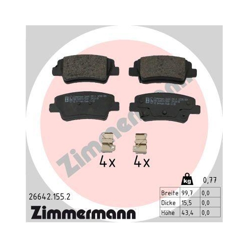 ZIMMERMANN Bremsbelagsatz, Scheibenbremse 26642.155.2