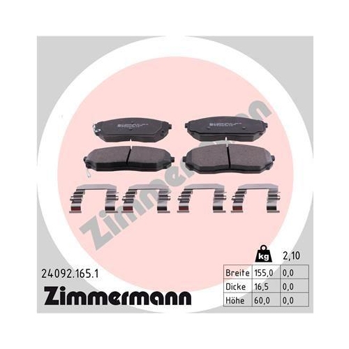 ZIMMERMANN Bremsbelagsatz, Scheibenbremse 24092.165.1