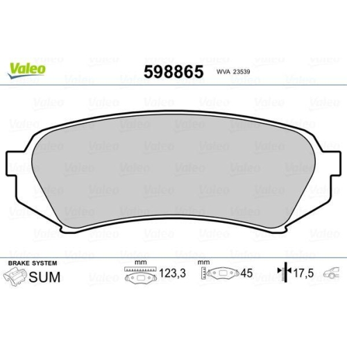 VALEO Bremsbelagsatz, Scheibenbremse 598865