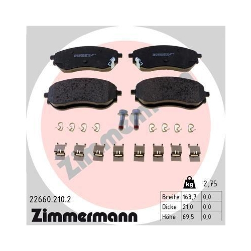 ZIMMERMANN Bremsbelagsatz, Scheibenbremse 22660.210.2