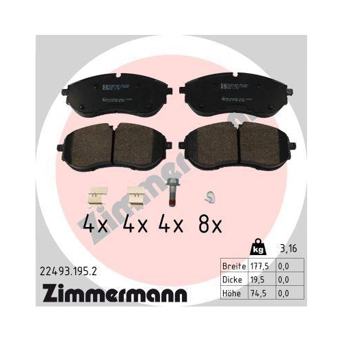 ZIMMERMANN Bremsbelagsatz, Scheibenbremse 22493.195.2