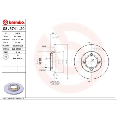 BREMBO Bremsscheibe PRIME LINE 08.5741.20