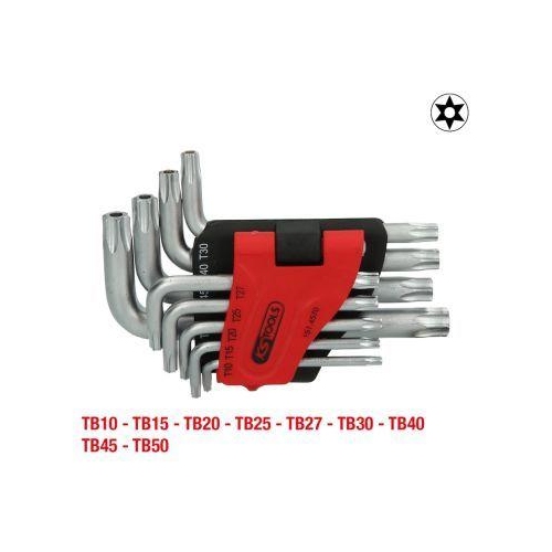 Torx-Winkelstiftschl&uuml;ssel-Satz mit Bohrung, kurz, 9-tlgTB10-TB50 KS TOOLS