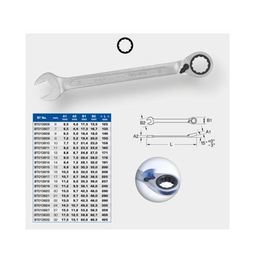 Ratschenringschl&uuml;ssel, umschaltbar, 24 mm BRILLIANT TOOLS BT013824