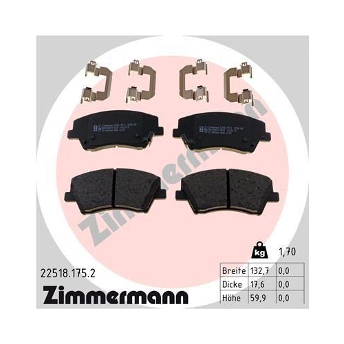 ZIMMERMANN Bremsbelagsatz, Scheibenbremse 22518.175.2
