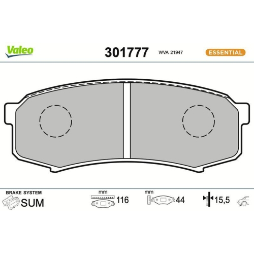 VALEO Bremsbelagsatz, Scheibenbremse ESSENTIAL 301777