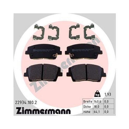 ZIMMERMANN Bremsbelagsatz, Scheibenbremse 22934.180.2