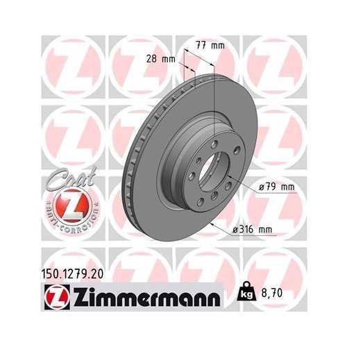 ZIMMERMANN Bremsscheibe COAT Z 150.1279.20