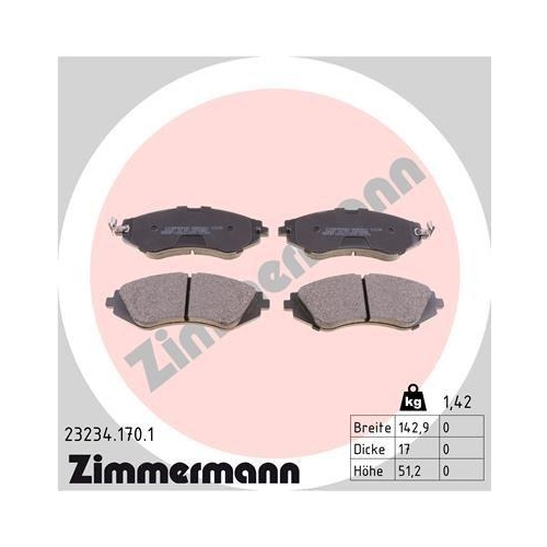 ZIMMERMANN Bremsbelagsatz, Scheibenbremse 23234.170.1