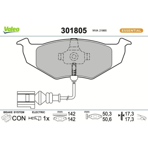 VALEO Bremsbelagsatz, Scheibenbremse ESSENTIAL 301805