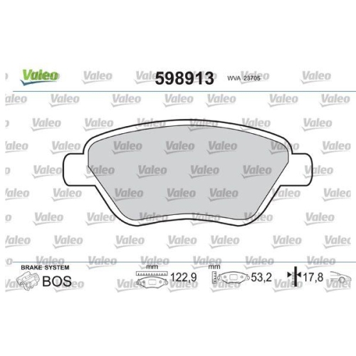 VALEO Bremsbelagsatz, Scheibenbremse 598913