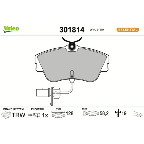 VALEO Bremsbelagsatz, Scheibenbremse ESSENTIAL 301814