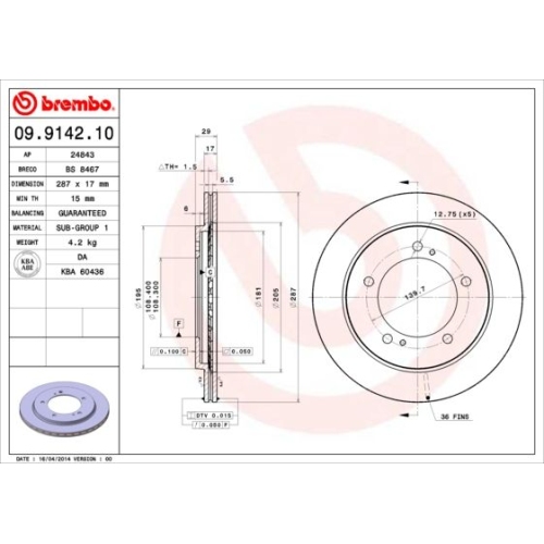BREMBO Bremsscheibe PRIME LINE 09.9142.10