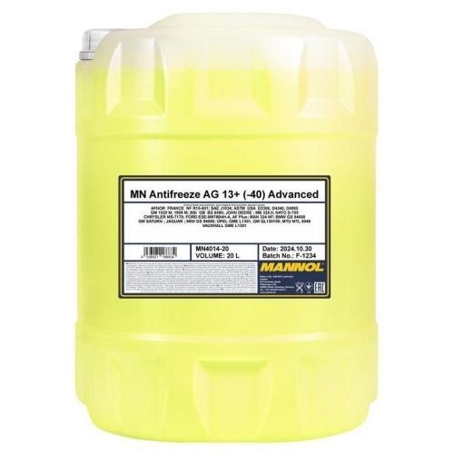 K&uuml;hlerfrostschutz MANNOL G13+ AG13+ K&uuml;hler -40&deg;C 20 Liter Gelb PKW MN4014-20