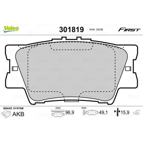 VALEO Bremsbelagsatz, Scheibenbremse FIRST 301819