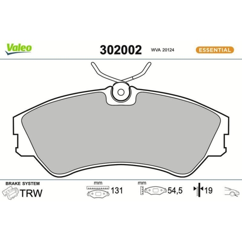 VALEO Bremsbelagsatz, Scheibenbremse ESSENTIAL 302002