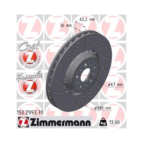 ZIMMERMANN Bremsscheibe FORMULA Z 150.2993.70