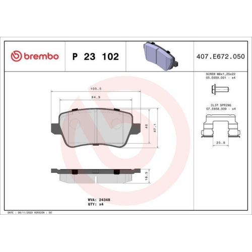 BREMBO Bremsbelagsatz, Scheibenbremse PRIME LINE P 23 102