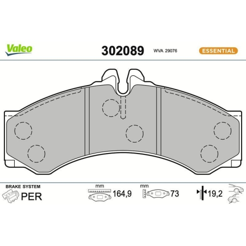 VALEO Bremsbelagsatz, Scheibenbremse ESSENTIAL 302089