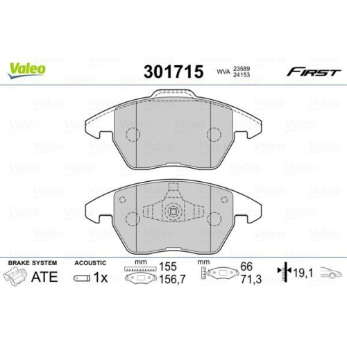 VALEO Bremsbelagsatz, Scheibenbremse FIRST 301715