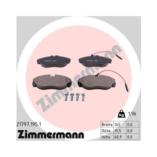 ZIMMERMANN Bremsbelagsatz, Scheibenbremse 21797.195.1