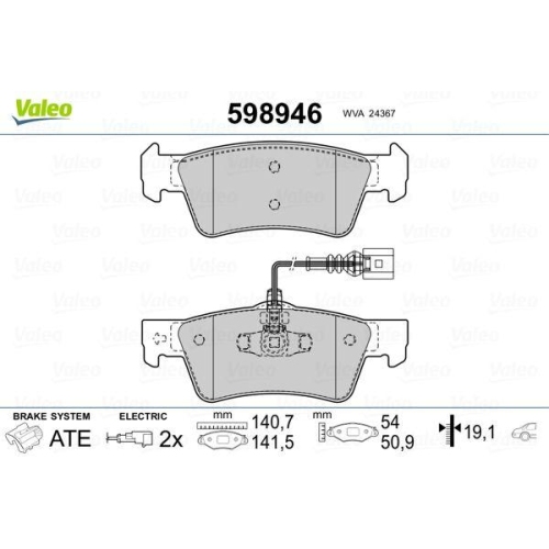 VALEO Bremsbelagsatz, Scheibenbremse 598946