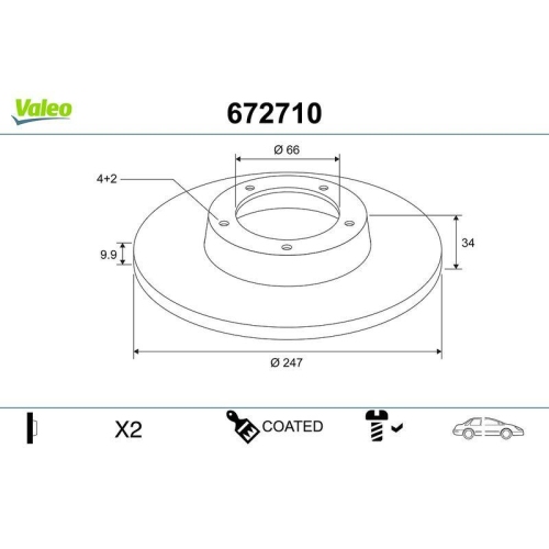 VALEO Bremsscheibe COATED 672710