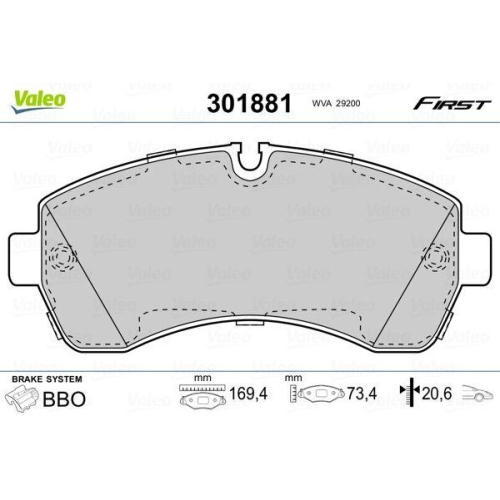 VALEO Bremsbelagsatz, Scheibenbremse FIRST 301881