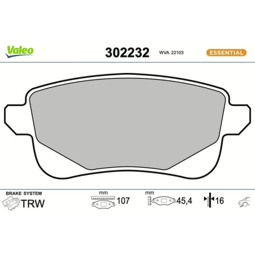 VALEO Bremsbelagsatz, Scheibenbremse ESSENTIAL 302232