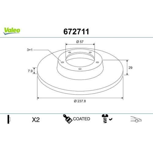 VALEO Bremsscheibe COATED 672711