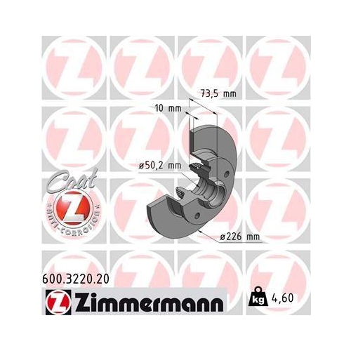 ZIMMERMANN Bremsscheibe COAT Z 600.3220.20