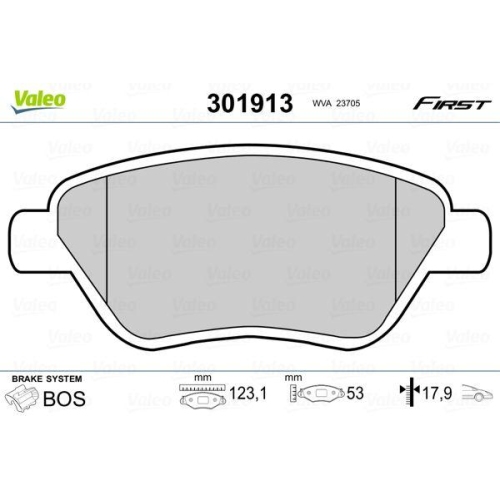 VALEO Bremsbelagsatz, Scheibenbremse FIRST 301913