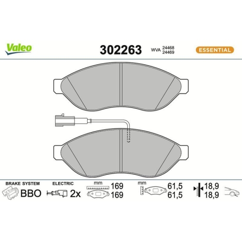 VALEO Bremsbelagsatz, Scheibenbremse ESSENTIAL 302263