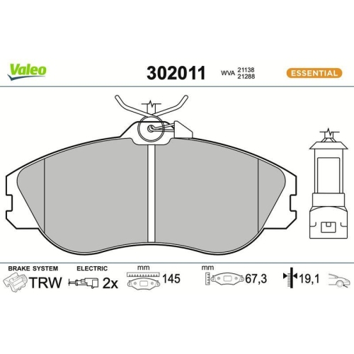 VALEO Bremsbelagsatz, Scheibenbremse ESSENTIAL 302011