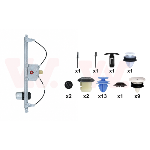 VAN WEZEL Fensterheber + Einbausatz, T&uuml;r 4386261+4386799