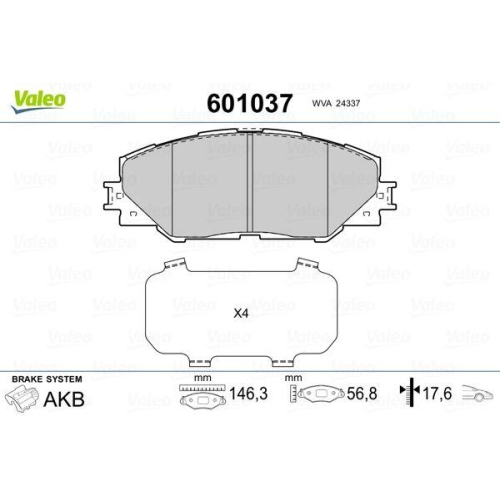 VALEO Bremsbelagsatz, Scheibenbremse 601037