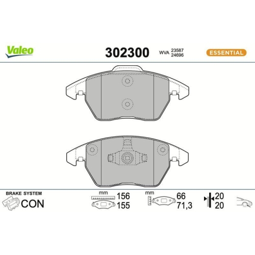 VALEO Bremsbelagsatz, Scheibenbremse ESSENTIAL 302300